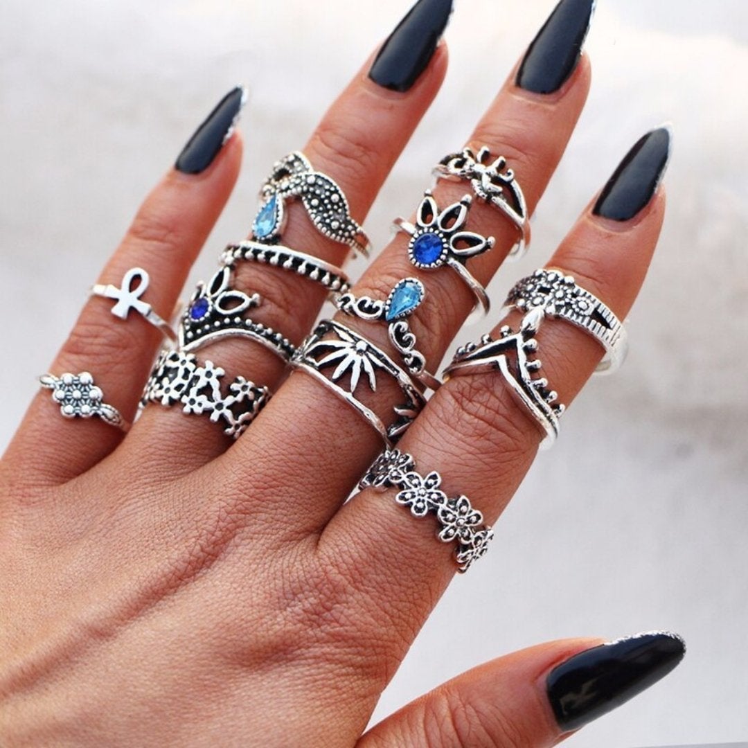 Alisa™ | Women’s Unique Handmade Silver Ring Set