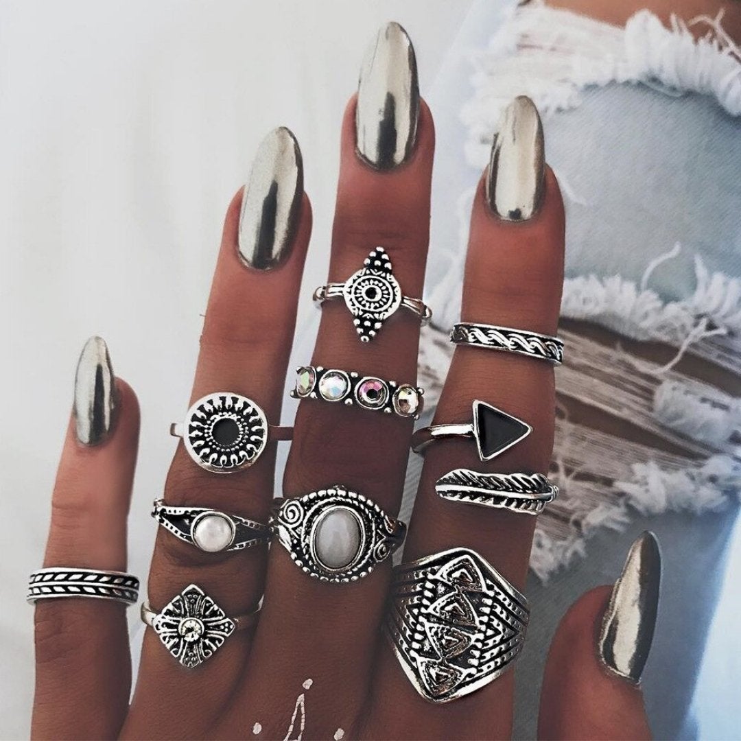 Alisa™ | Women’s Unique Handmade Silver Ring Set