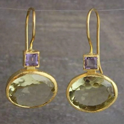 Vintage™ | Women's Green Crystal Gold Earrings
